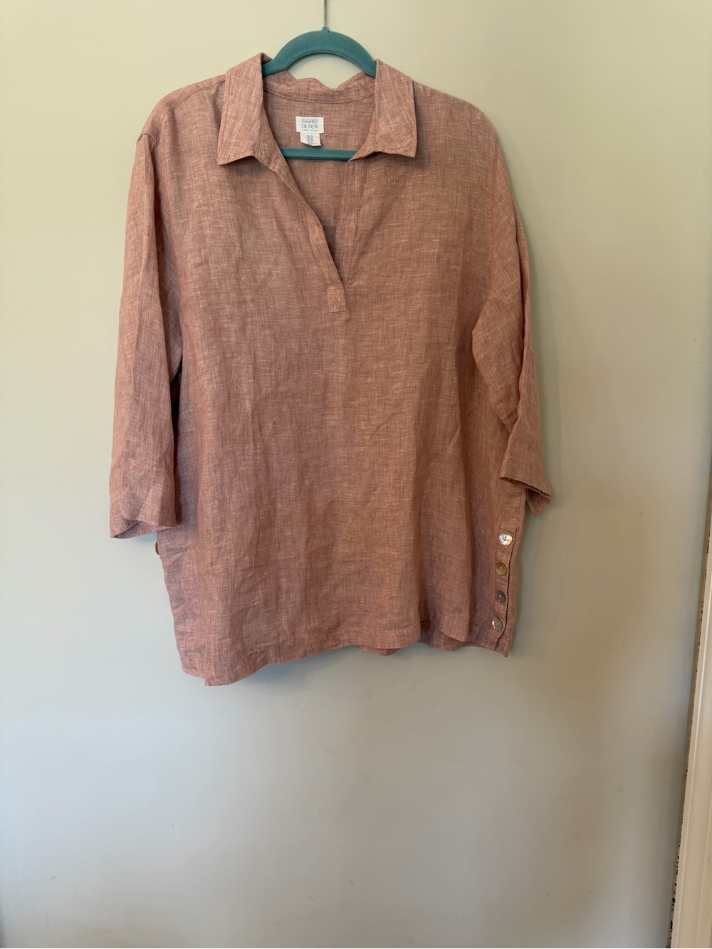 100% Linen button side detail summer essential top size 1XL